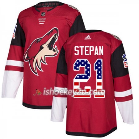 Mænd NHL Arizona Coyotes Trøje Derek Stepan 21 Adidas 2017-2018 Rød USA Flag Fashion Authentic
